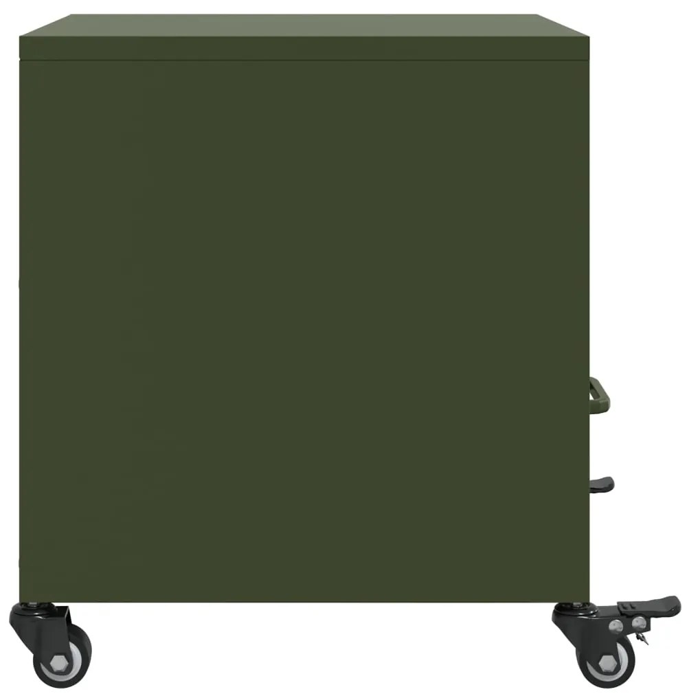 vidaXL Κομοδίνα 2 τεμ. Πράσινο Λαδί 36x39x43,5 εκ. από Χάλυβα