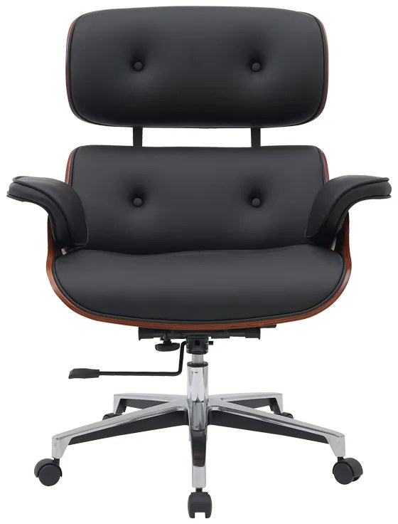 Καρέκλα γραφείου διευθυντή Kobane pakoworld μαύρο pu-βάση χρωμίου 84x75x113.5εκ