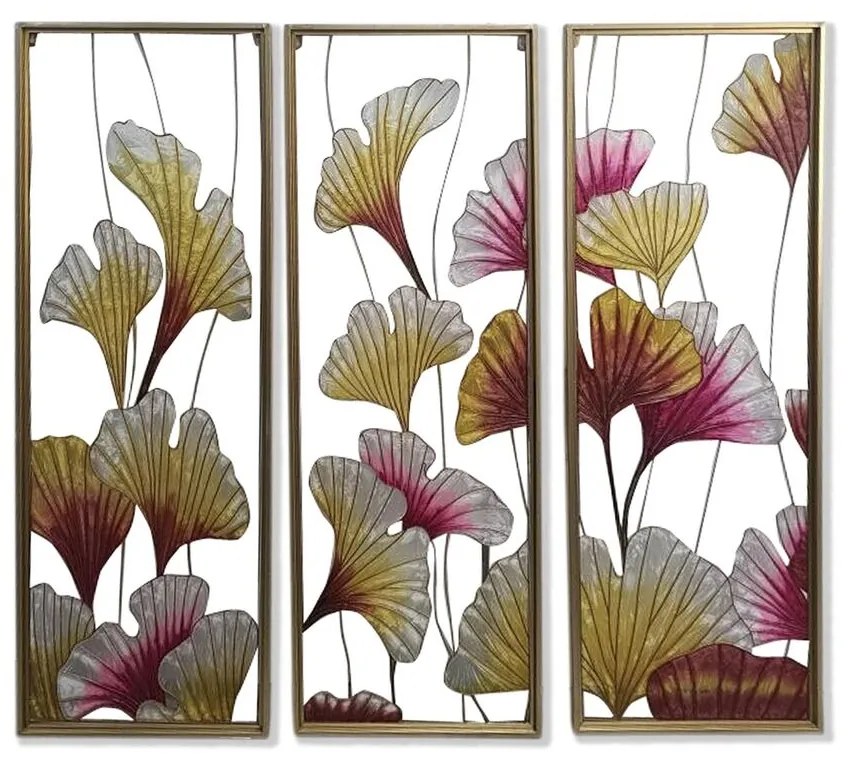 Καμβάς DKD Home Decor 3 Τεμάχια Τροπικό Φύλλο φυτού (122 x 3 x 122 cm)