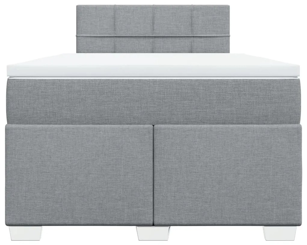 vidaXL Κρεβάτι Boxspring με Στρώμα Ανοιχτό Γκρι 120x190 εκ. Υφασμάτινο