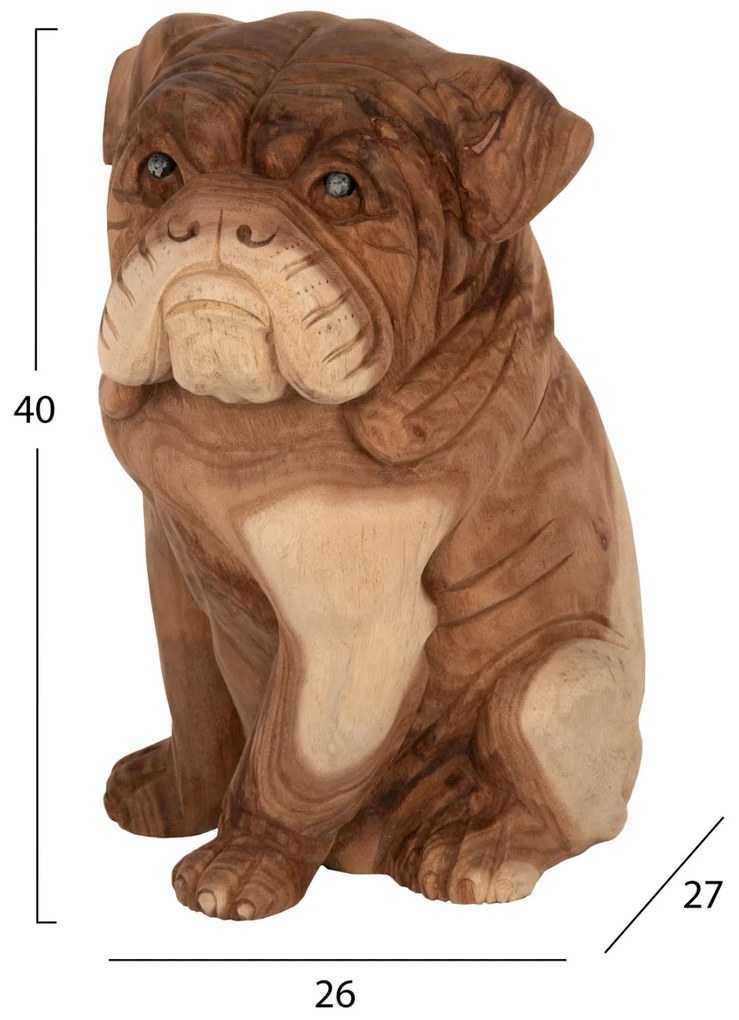 Διακοσμητικό Δαπέδου Dozer Bulldog Ξύλο Suar Σε Φυσικό Χρώμα 26x27x40Y εκ.
