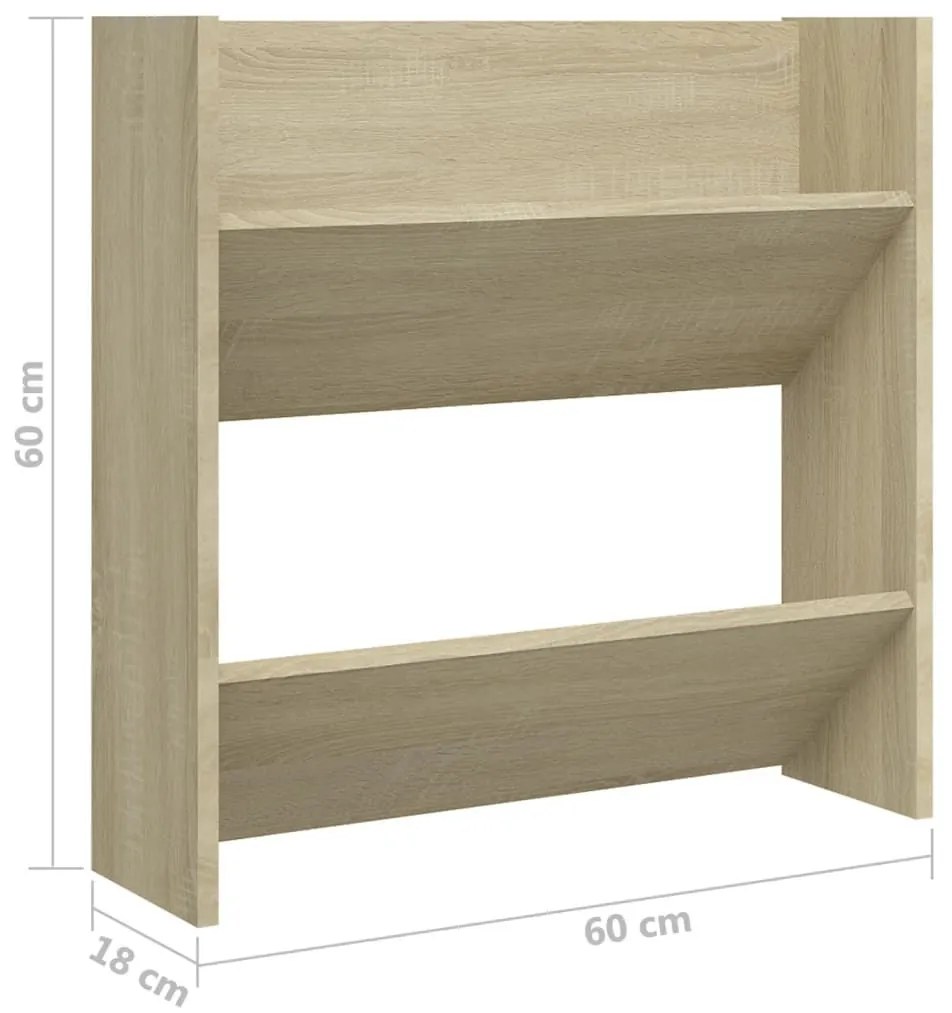 Παπουτσοθήκες Τοίχου 4 τεμ. Sonoma Δρυς 60x18x60εκ. Επεξ. Ξύλο - Καφέ