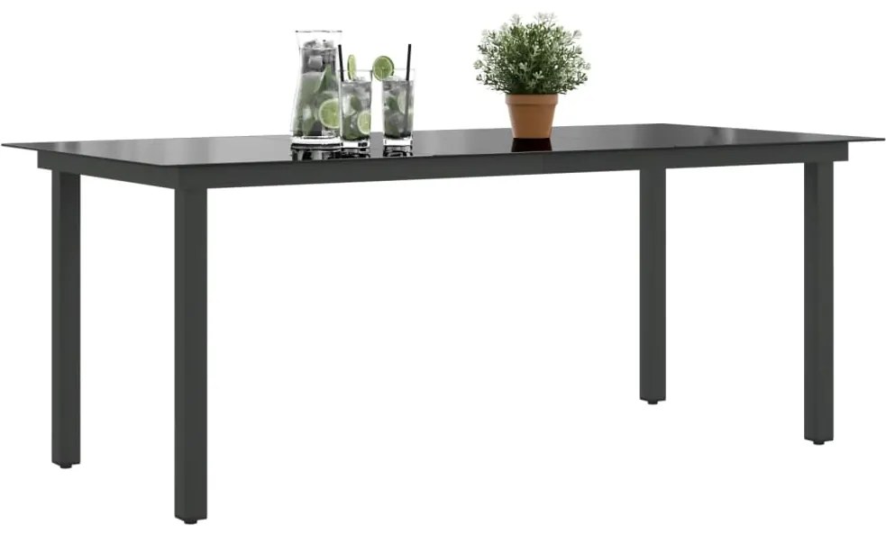 vidaXL Τραπέζι Κήπου Μαύρο 190 x 90 x 74 εκ. από Αλουμίνιο / Γυαλί