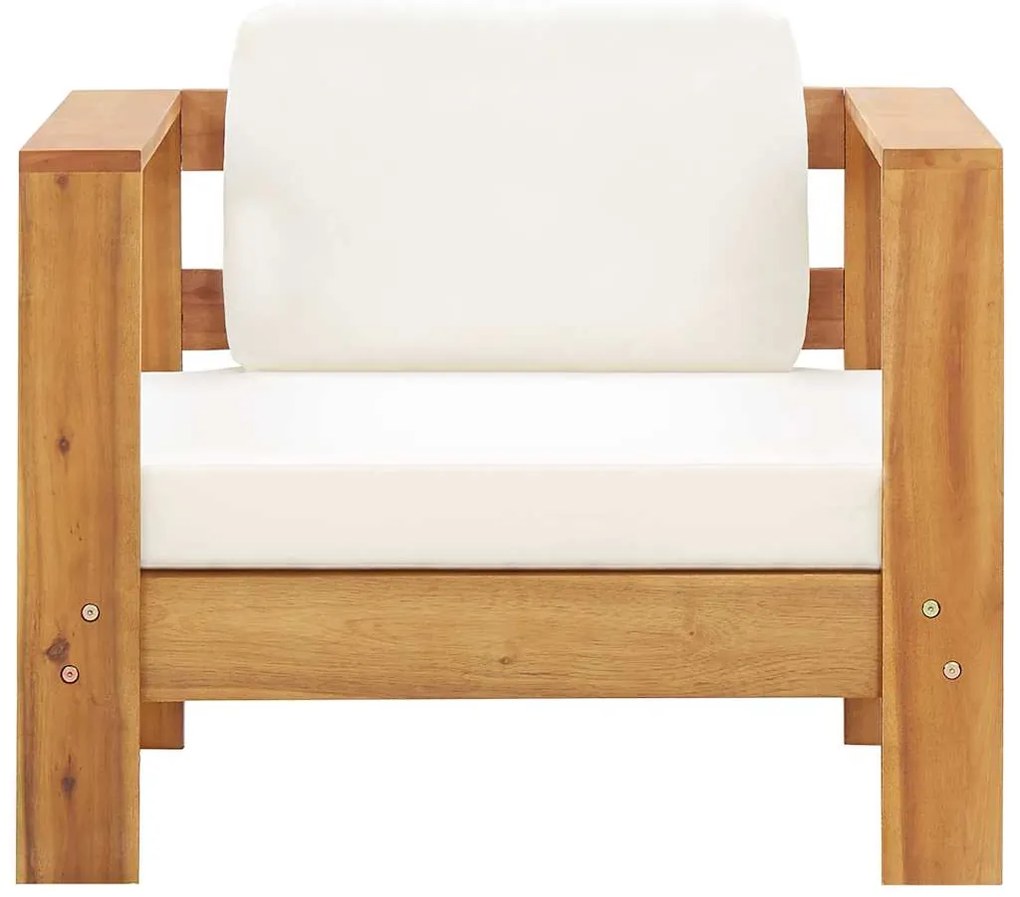 vidaXL Πολυθρόνα Κήπου από Μασίφ Ξύλο Ακακίας με Κρεμ Μαξιλάρι