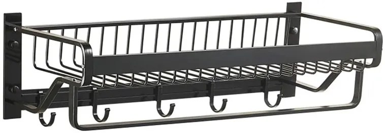 HOME USE κρεμάστρα με ράφι HUH-0164, μεταλλική 57x22x13cm, μαύρη