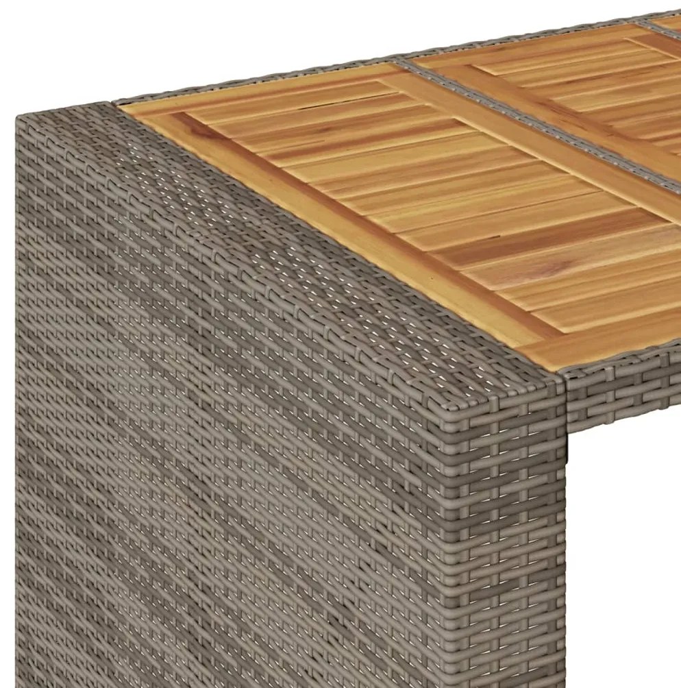 Τραπέζι Μπαρ Κήπου Επιφ. Ακακίας Γκρι 185x80x110εκ. Συνθ. Ρατάν 368701