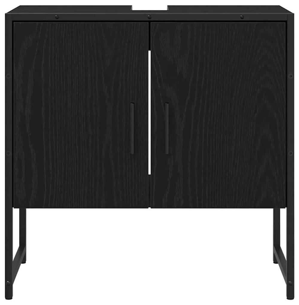 vidaXL Ντουλάπα Νιπτήρα Mπάνιου με πόρτα Μαύρη Οξυά 60 x 30 x 60 cm