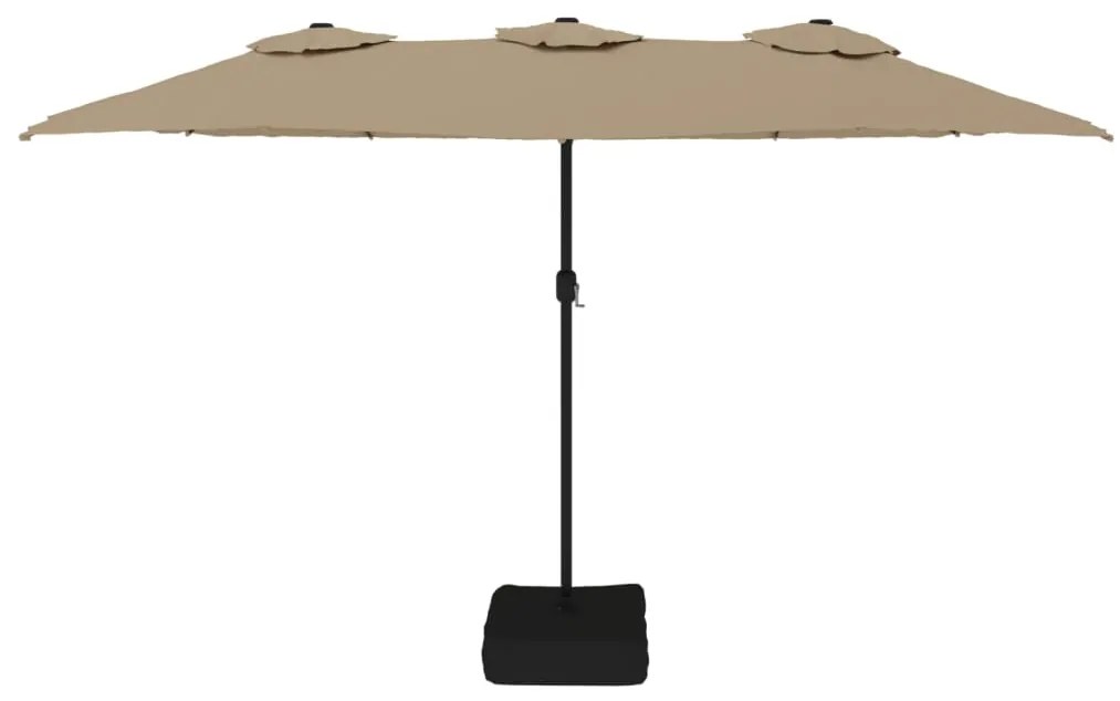 vidaXL Ομπρέλα Κήπου με Διπλή Κορυφή και LED Taupe 449 x 265 εκ.