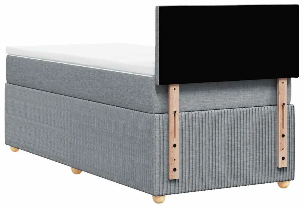 vidaXL Κρεβάτι Boxspring με Στρώμα Ανοιχτό Γκρι 100x200 εκ. Υφασμάτινο
