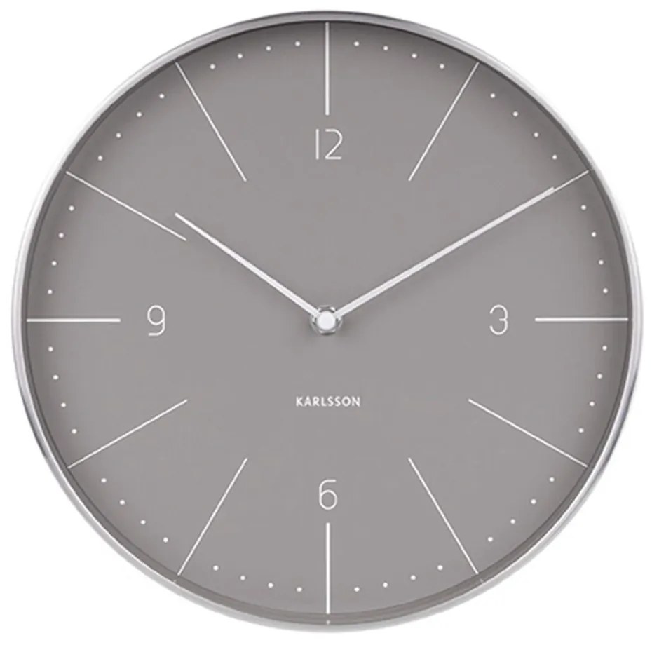 Ρολόι Τοίχου Normann Numbers KA5682GY Φ28cm Grey Karlsson Ατσάλι