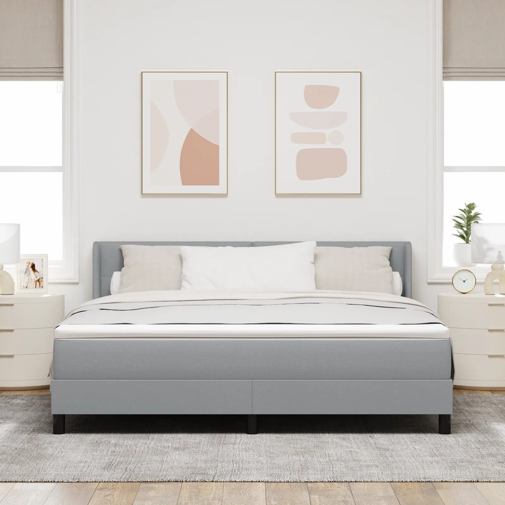vidaXL Κρεβάτι Box Spring με Στρώμα - Ανοιχτό Γκρι, 180 x 200 εκ., Ύφασμα