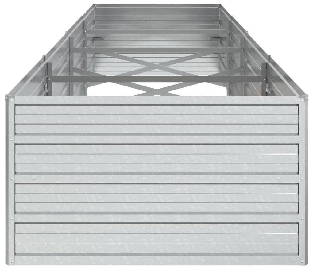 vidaXL Ζαρντινιέρα Υπερυψωμένη Ασημί 320x80x45 εκ. Γαλβανισμ. Χάλυβας