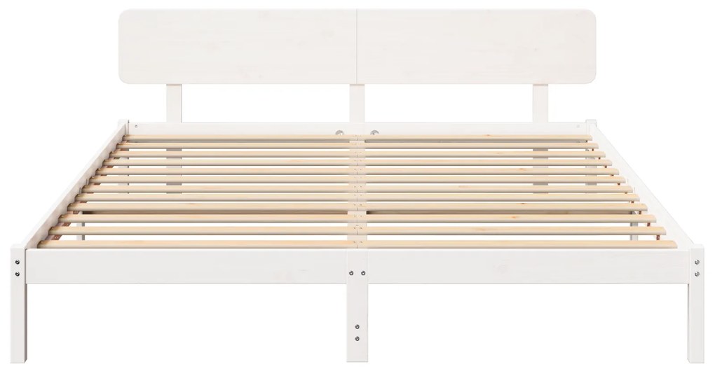 vidaXL Σκελετός Κρεβατιού με Κεφαλάρι Λευκό 180x200 εκ Μασίφ Ξύλο Πεύκου