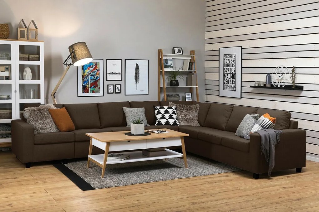 Γωνιακός Καναπές Scandinavian Choice C160, Καφέ, 345x285x86cm
