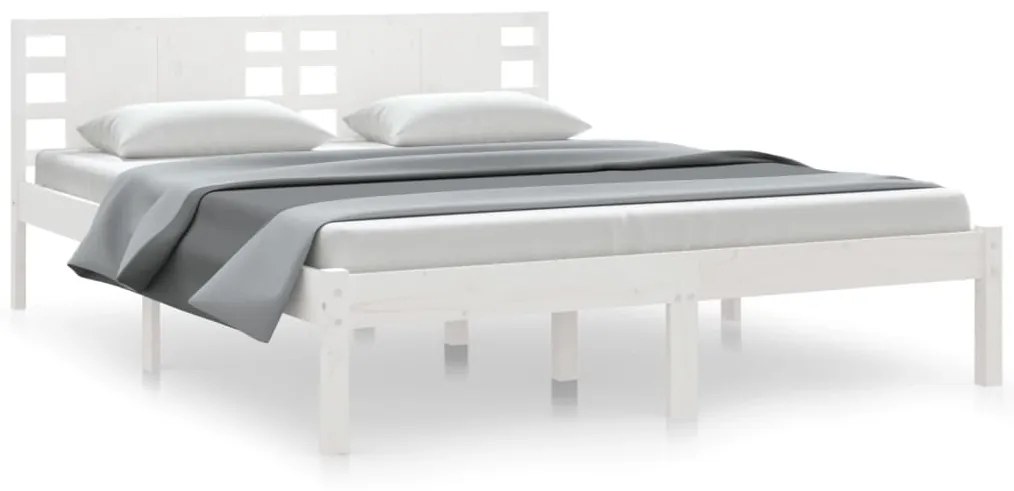 Πλαίσιο Κρεβατιού Λευκό 150 x 200 εκ. Μασίφ Ξύλο King Size 3104224