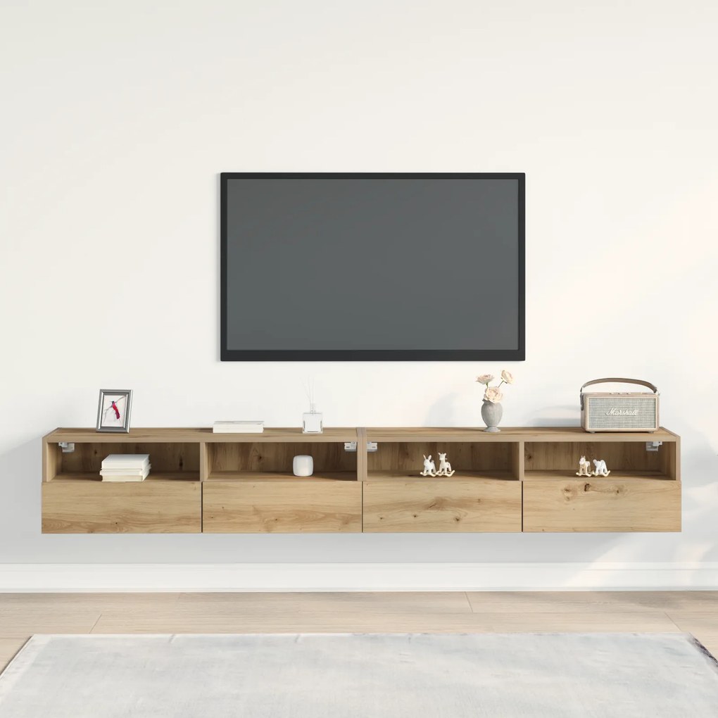 vidaXL Ντουλάπια τοίχου TV 2 τεμ Καρυδιά 100x30x30 εκ Επεξεργασμένο ξύλο