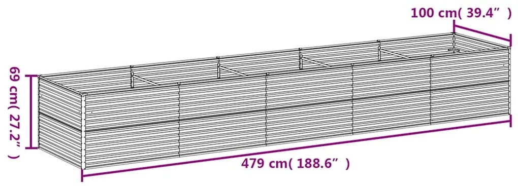 vidaXL Ζαρντινιέρα 479 x 100 x 69 εκ. από Ατσάλι Σκληρυθέν στον Αέρα