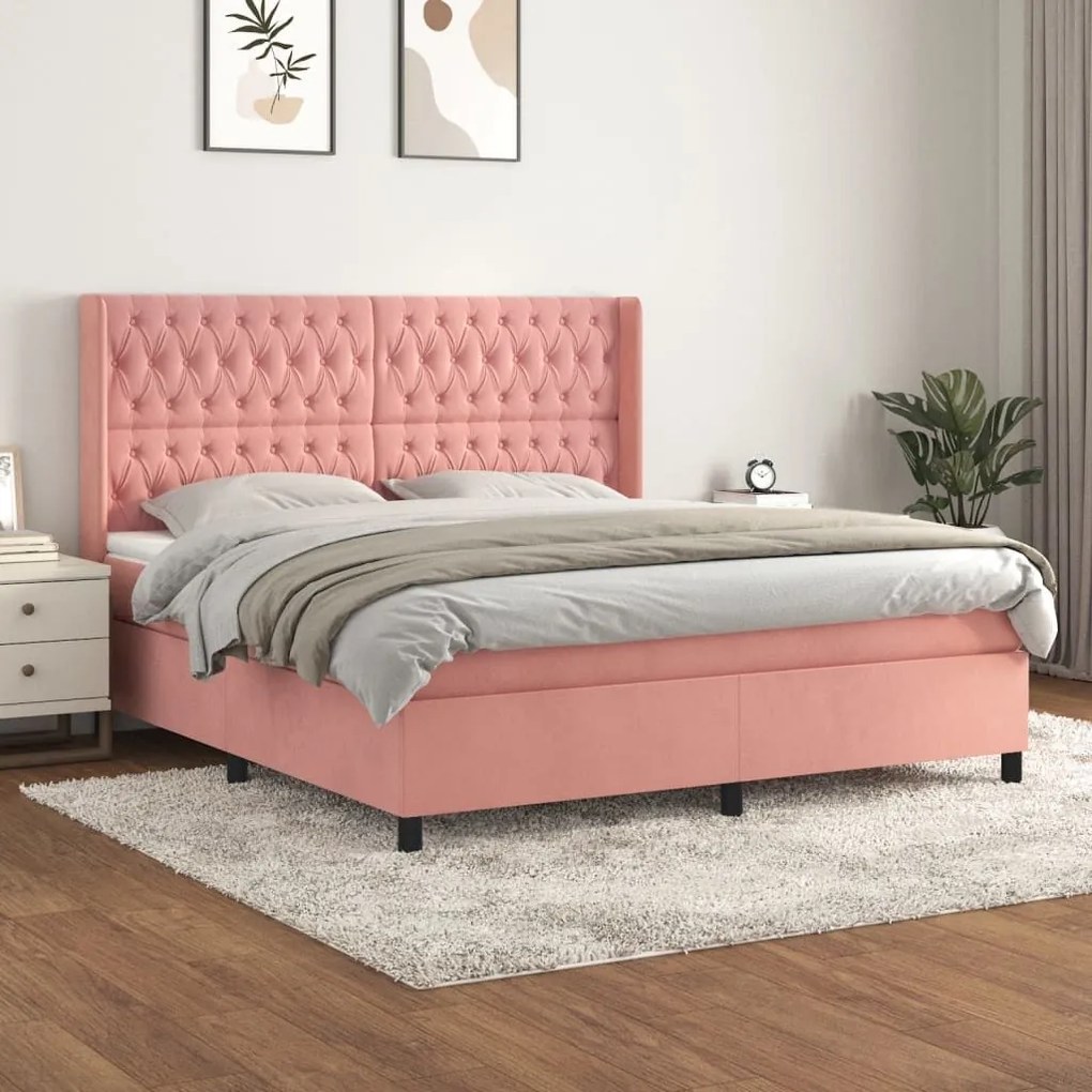 ΚΡΕΒΑΤΙ BOXSPRING ΜΕ ΣΤΡΩΜΑ ΡΟΖ 180X200 ΕΚ. ΒΕΛΟΥΔΙΝΟ 3132878