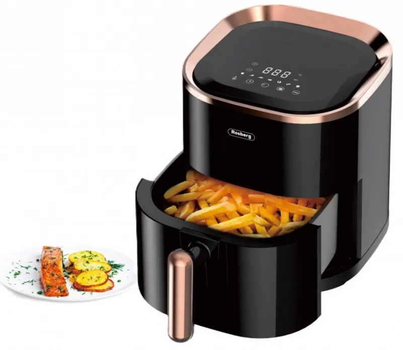 Φριτέζα AirFryer Rosberg R51980Z, 1200W, 3,5l, Ζεστός αέρας, Οθόνη LED, Χρονόμετρο, έως 200C, Μαύρο