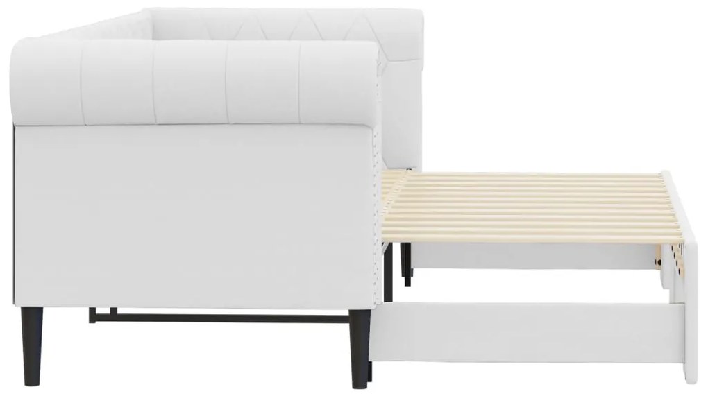 vidaXL Καναπές Κρεβάτι Συρόμενος Λευκός 90x200 εκ. από Συνθετικό Δέρμα