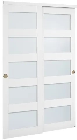 VEVOR Sliding Closet Door, 1219mm (Double 635mm) x 2032 mm, 5-Lite Frosted Glass Bypass Sliding Doors with Hardware Kit, Solid Wood &amp; MDF Slab with Waterproof PVC Surface for Closets Bedrooms