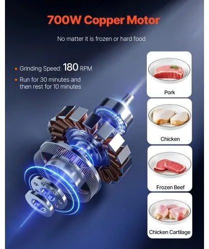 VEVOR Commercial Electric Meat Grinder Slicer 11 Lbs/Min Sausage Stuffer Maker