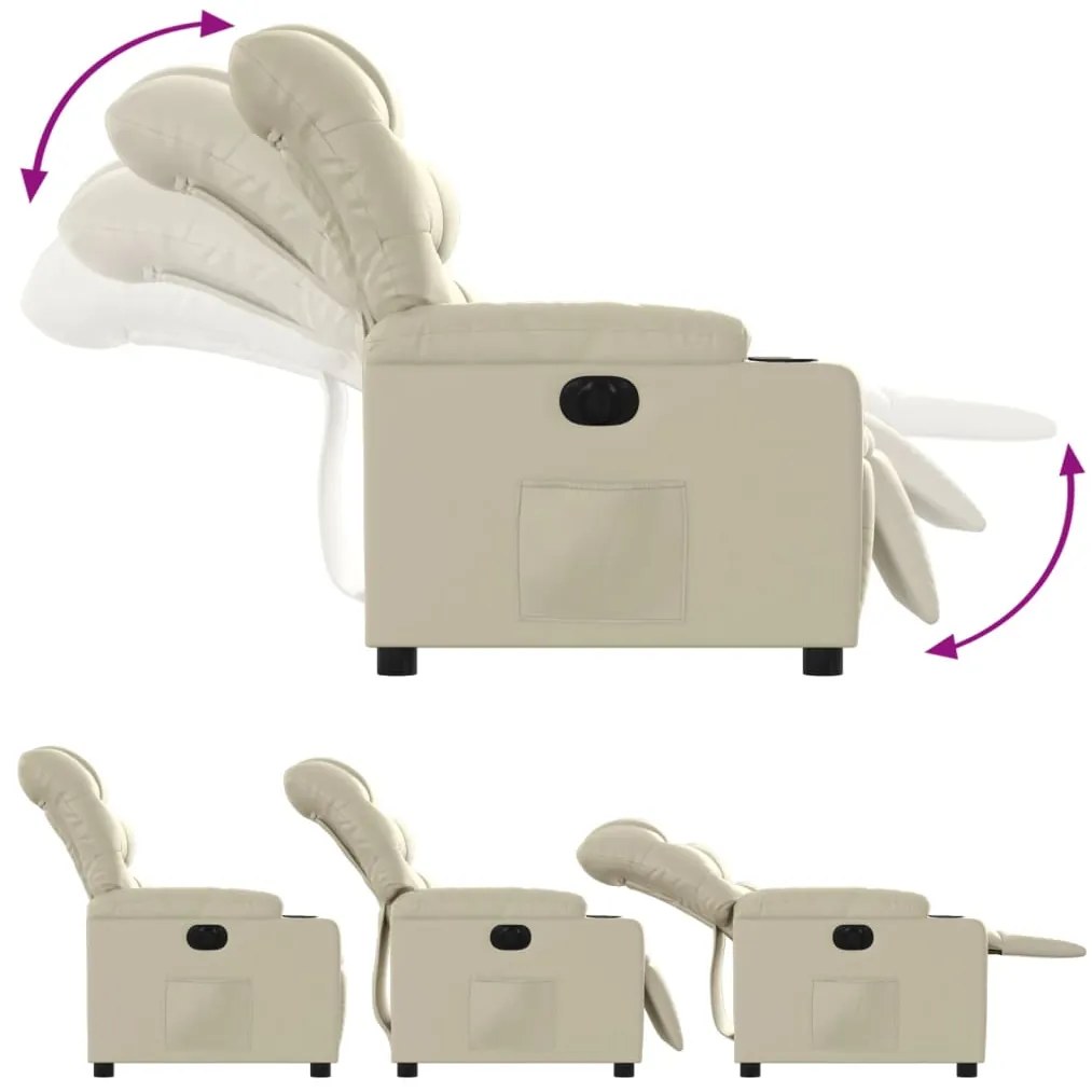 vidaXL Πολυθρόνα Ανακλινόμενη Ηλεκτρική Κρεμ από Συνθετικό Δέρμα