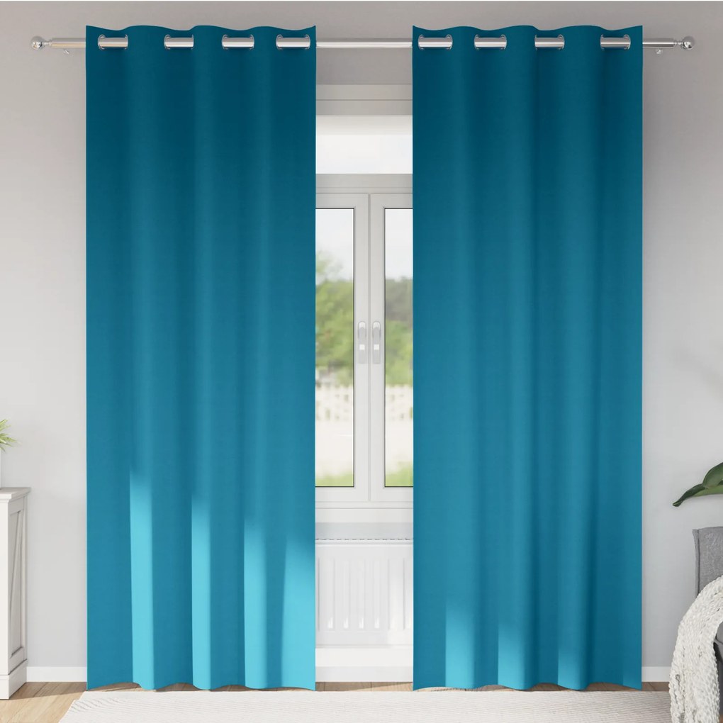 vidaXL Κουρτίνες με κουρτίνες 2 pcs Τιρκουάζ 225 x 140 εκ. Πολυεστέρας