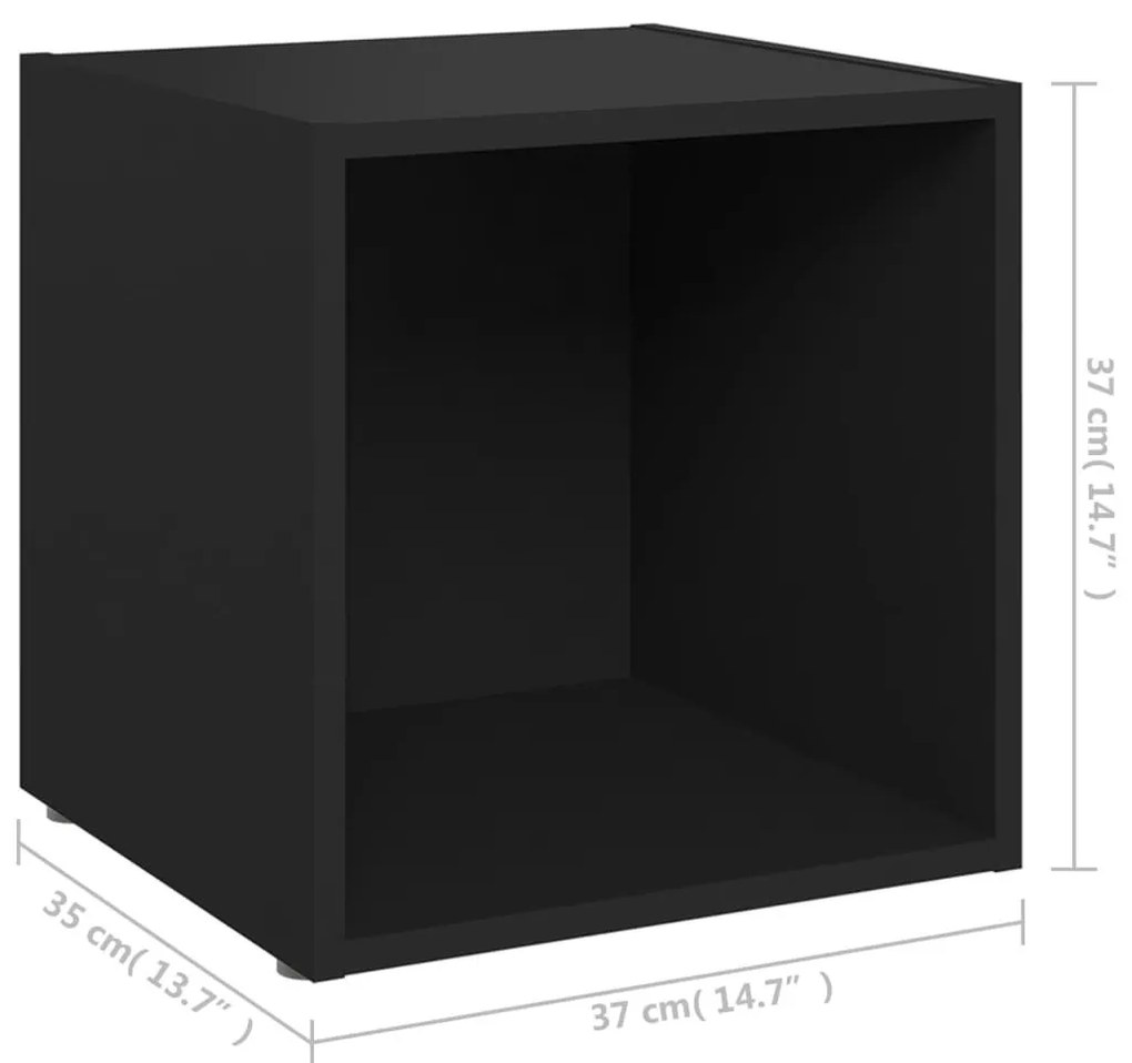 Έπιπλα Τηλεόρασης 4 τεμ. Μαύρα 37 x 35 x 37 εκ. από Επεξ. Ξύλο - Μαύρο