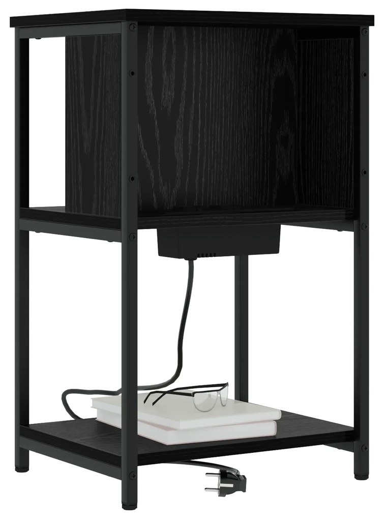 vidaXL Κομοδίνο 2 pcs Μαύρη δρυς 38 x 31 x 61 εκ Επεξεργασμένο ξύλο