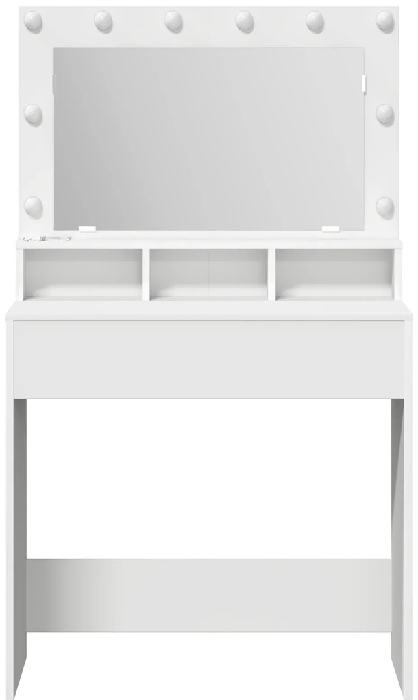 vidaXL Τουαλέτα με LED Φώτα, Λευκή, 79x41x135 εκ.