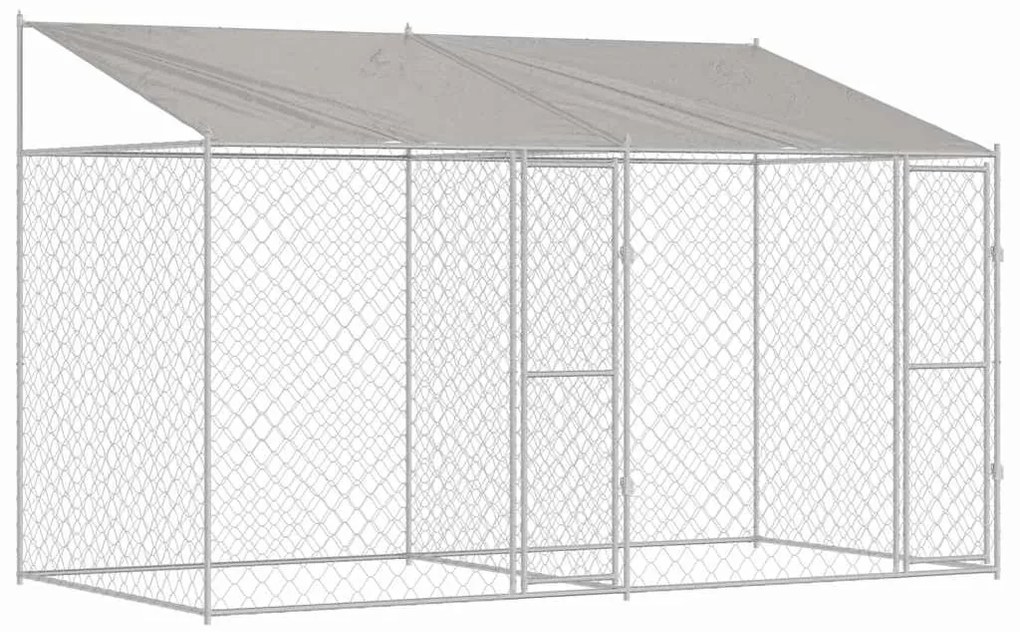 vidaXL Κλουβί σκύλου Ασημί 400 x 200 x 256 εκ Επικαλυμμένος Χάλυβας