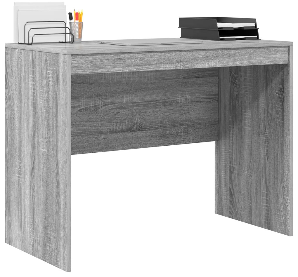 vidaXL Γραφείο Γραφής Γκρι σωνόμα MDF, Βερνικωτό ξύλο 100 x 50 x 76 εκ