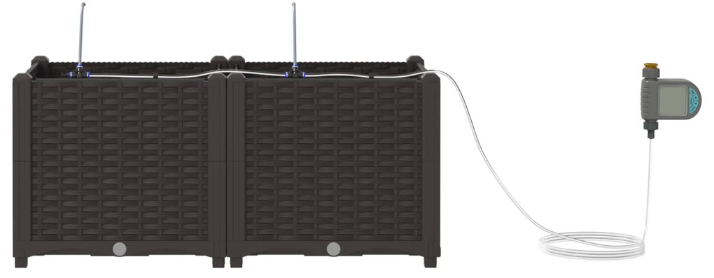 vidaXL Γλάστρες Κήπου 1 τεμ Καφέ 80 x 40 x 37.5 cm Πλαστικό