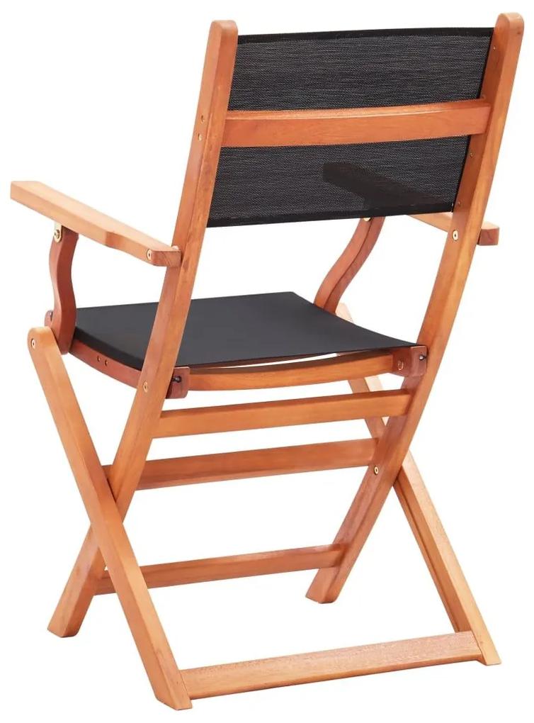 Καρέκλες Πτυσσόμενες 2τεμ. Μαύρες Μασίφ Ξύλο Ευκαλ./Τεξτιλίνη - Μαύρο