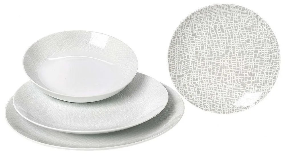 Σερβίτσιο Πιάτα Φαγητού Fashion (Σετ 20Τμχ) 25.638.40 White-Grey Cryspo Trio 20 τμχ Porcelain