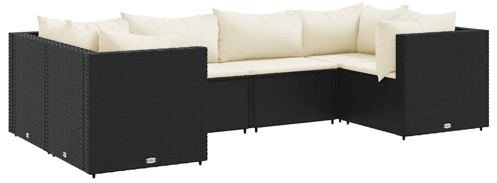 vidaXL Σαλόνι Κήπου 6 Τεμαχίων Μαύρο από Συνθετικό Ρατάν με Μαξιλάρια