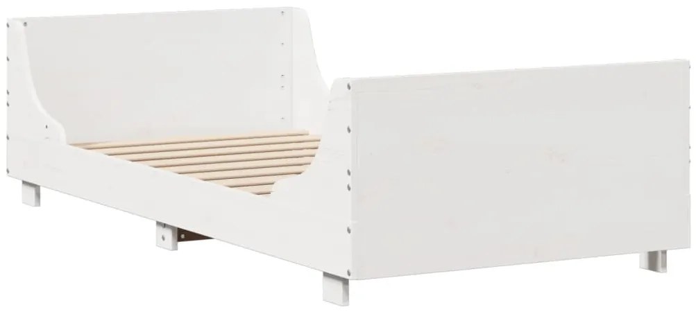 vidaXL Κρεβάτι Βιβλιοθήκη Χωρίς Στρώμα Λευκό 90x200 εκ Μασίφ Πεύκο