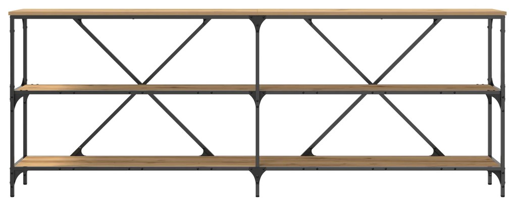 vidaXL Τραπέζι κονσόλας από ξύλο δρυός 200x30x75 εκ. από εξελιγμένο ξύλο και ατσάλι