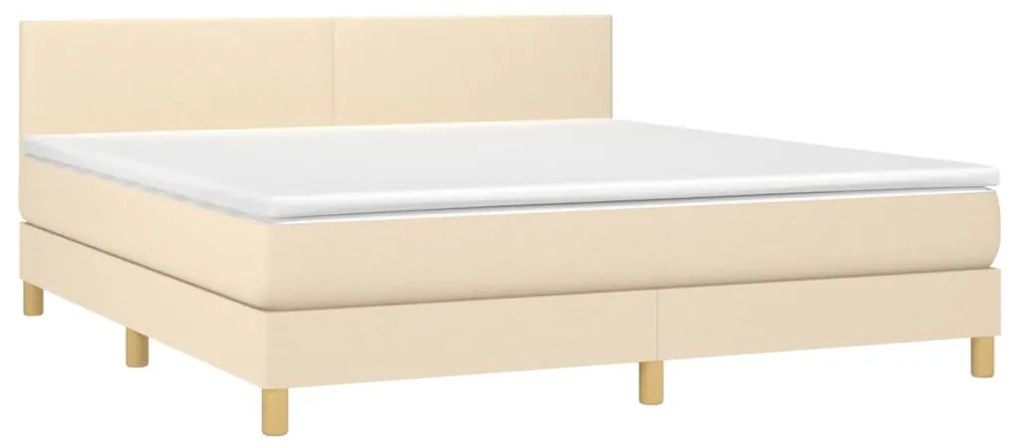 vidaXL Κρεβάτι Boxspring με Στρώμα Κρεμ 160x200 εκ. Υφασμάτινο