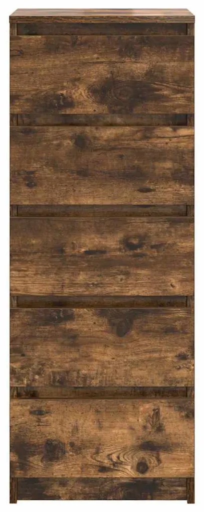 Συρταριέρα με Συρτάρια Καπνιστή Δρυς 37,5x35x99 εκ. Επεξ. Ξύλο - Καφέ