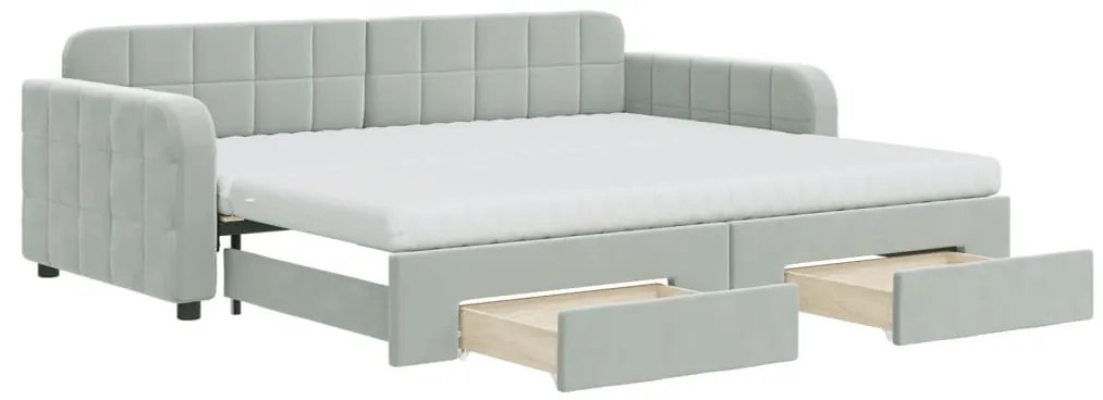 vidaXL Καναπές Κρεβάτι Συρόμενος Αν. Γκρι 90x200 εκ Βελούδο & Συρτάρια