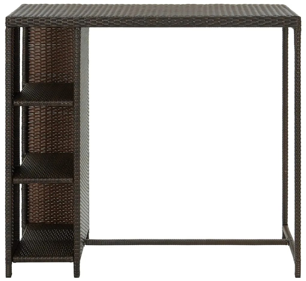 vidaXL Τραπέζι Μπαρ με Ράφια Καφέ 120x60x110 εκ. από Συνθετικό Ρατάν