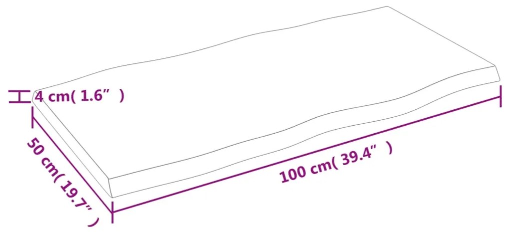 Επιφ Τραπεζιού Αν Καφέ 100x50x(2-4)εκ.Ακατέργ. Μασίφ Ξύλο Δρυός - Καφέ