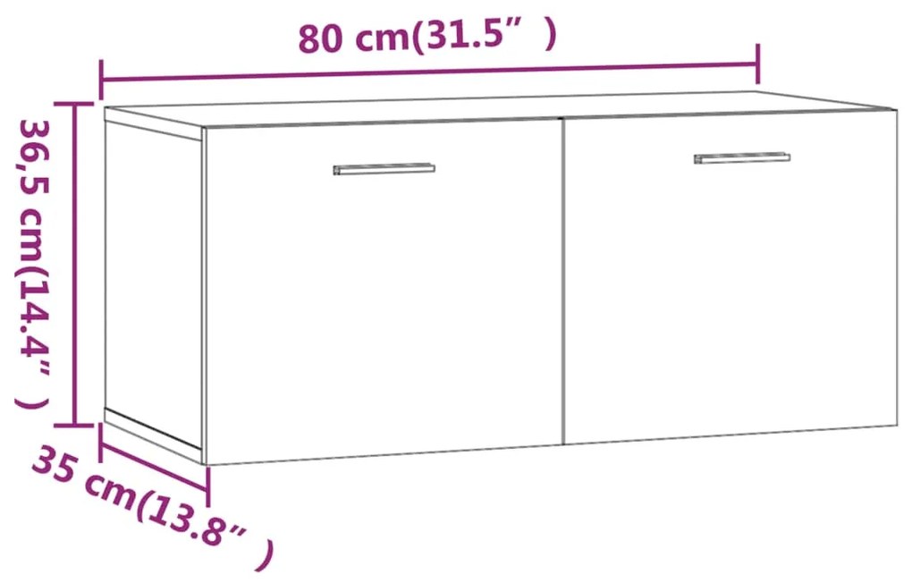 Ντουλάπι Τοίχου Γκρι Σκυρ. 80x35x36,5 εκ. Επεξεργασμένο Ξύλο - Γκρι