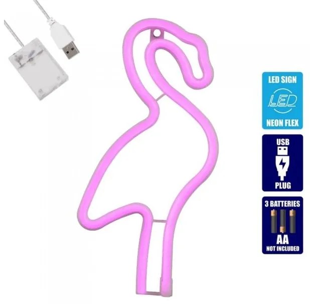 Διακοσμητικό Φωτιστικό Neon Led Flamingo 78573 Globostar 78573 Ροζ