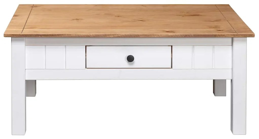 vidaXL Τραπεζάκι Σαλονιού Λευκό 100x60x45 εκ. Μασίφ Πεύκο Σειρά Panama