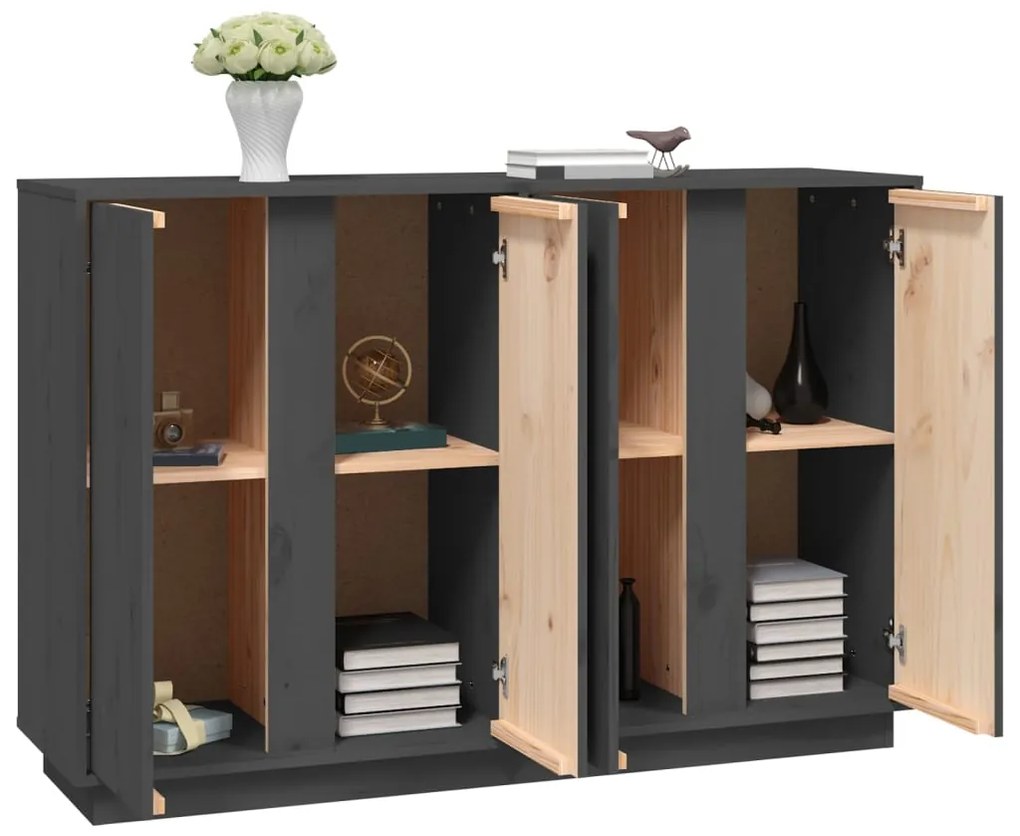 vidaXL Συρταριέρα Γκρι 120 x 35 x 80 εκ. από Μασίφ Ξύλο Πεύκου
