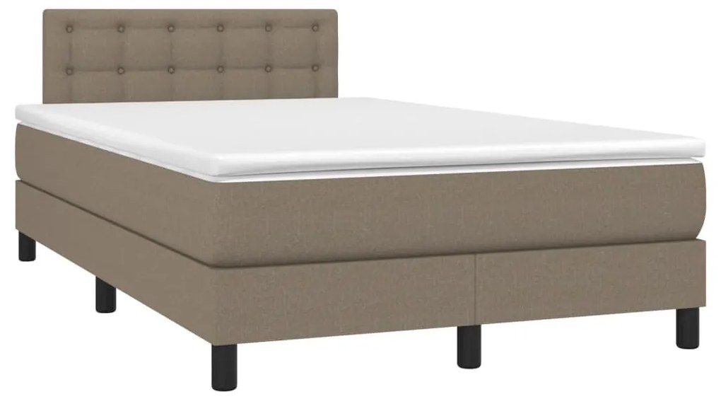 Κρεβάτι Boxspring με Στρώμα &amp; LED Taupe 120x190 εκ. Υφασμάτινο - Μπεζ-Γκρι