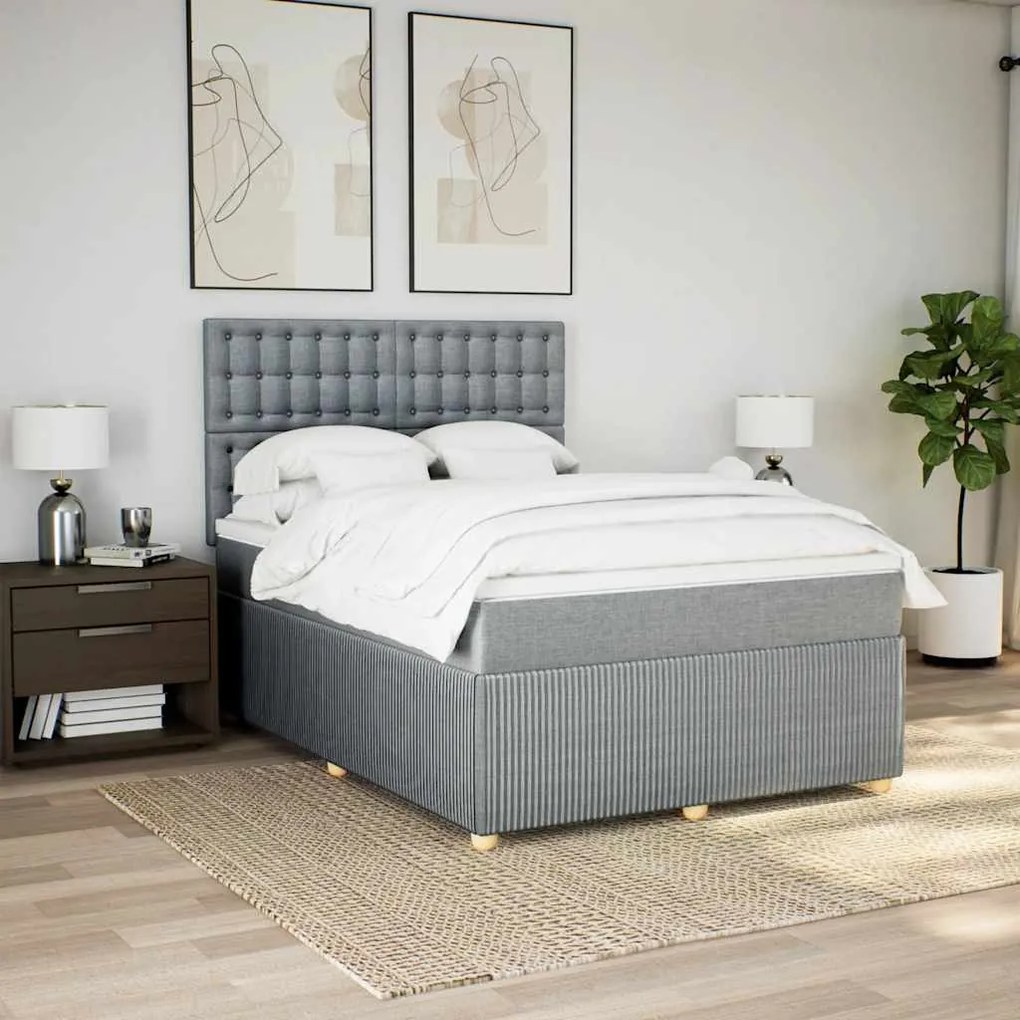 vidaXL Κρεβάτι Boxspring με Στρώμα Αν. Πράσινο 160x200εκ Υφασμάτινο